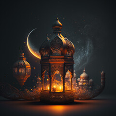 ramadan background with copy space generative ai