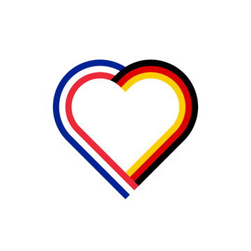 unity concept. heart ribbon icon of france and germany flags. transparent png background