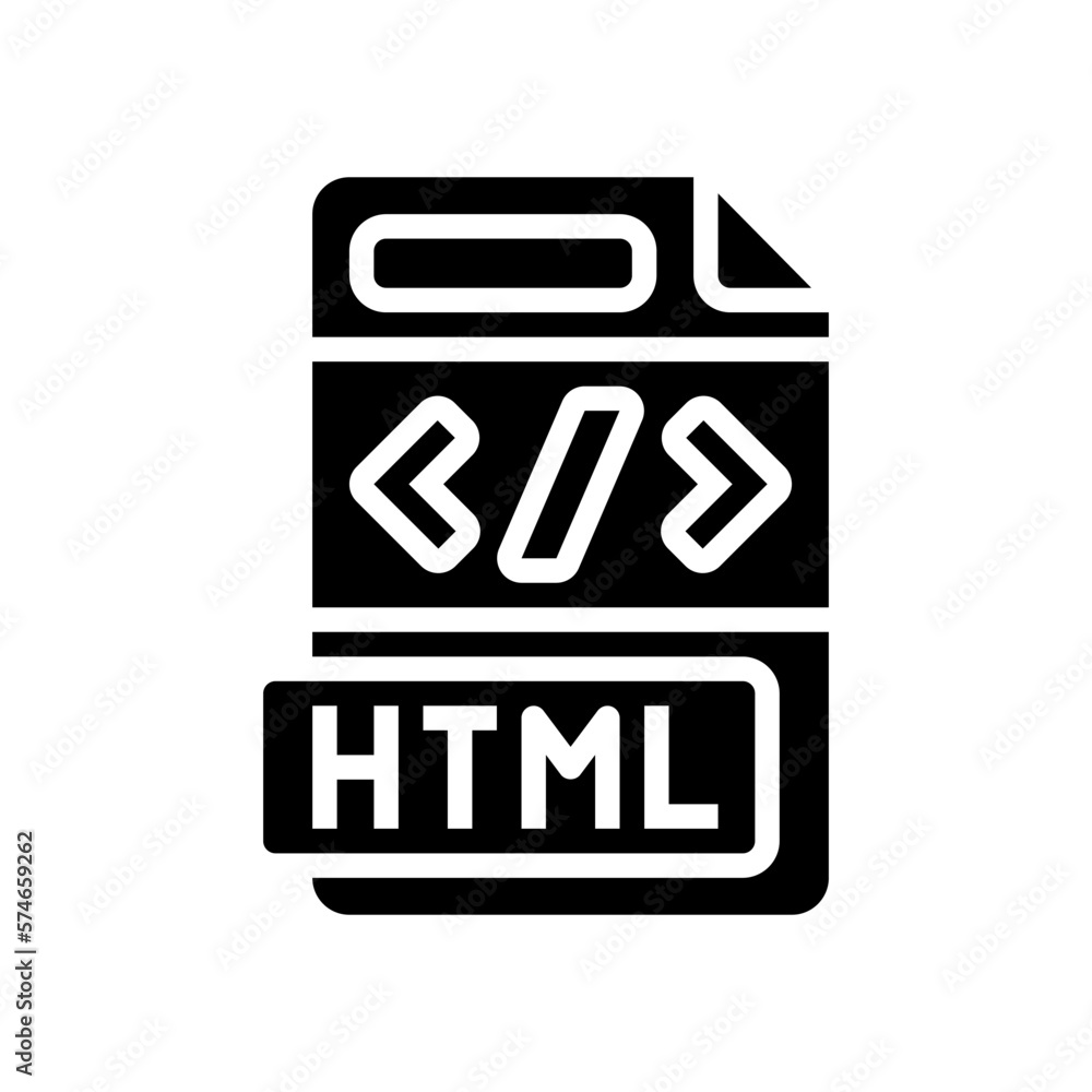 Aufkleber html file format document glyph icon vector illustration