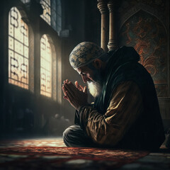 muslim praying for ramadan generative ai