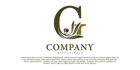 The letter G with luxury alphabet monogram with an olive branch Premium Vektor