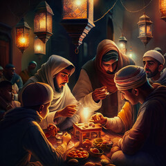 muslims celebrating ramadan generative ai