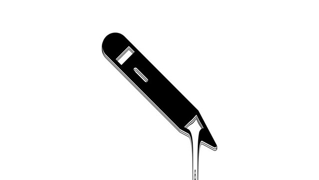 Black Pencil with eraser icon isolated on white background. Drawing and educational tools. School office symbol. 4K Video motion graphic animation
