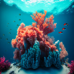 Fototapeta na wymiar underwater barrier reef generative ai