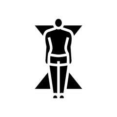 hourglass male body type glyph icon vector illustration