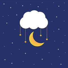Naklejka premium moon and stars illustration