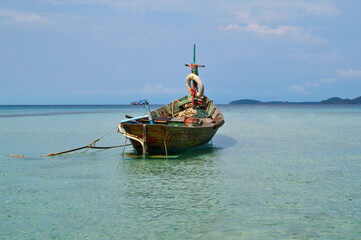 Fishing boat on sea, nature background 