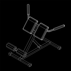 Modern exercise machine for the back and abs. Hyperextension simulator.