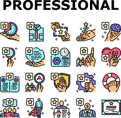 professional worker person job icons set vector