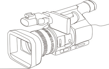 Camera Continuous Single Line Icon,graphic vector illustration
