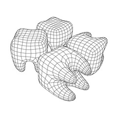 Tooth protection of enamel. Wireframe vector.