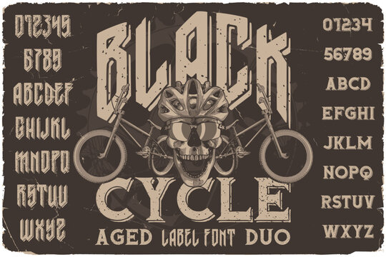 Vintage label font named Black Cycle. Original typeface for any your design like posters, t-shirts, logo, labels etc.