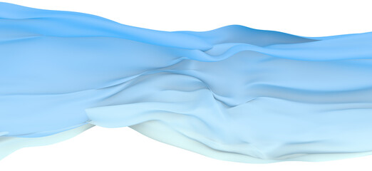 Blue silk fabric in flight isolated on transparent background in png format. 3D render