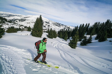 Skitour in the mountains of Kyrgyzstan.