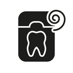 Dental Floss Silhouette Icon. Oral Hygiene Glyph Pictogram. Dentistry Treatment, Dental Care and Oral Medicine Symbol. Teeth Care Sign. Clean Mouth Equipment. Isolated Vector Illustration