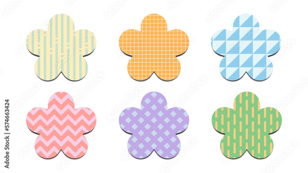 Aufkleber set of flower shape abstract geometric pattern colorful element illustration vector eps jpeg png