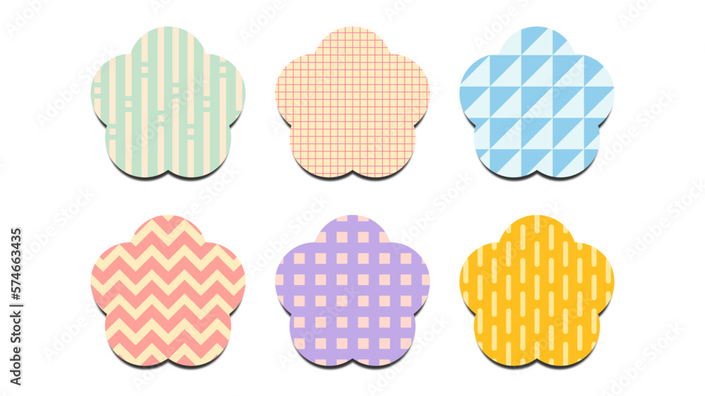 Poster set of flower shape abstract geometric pattern colorful element illustration vector eps jpeg png