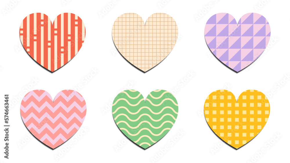 Poster set of hearts shape abstract geometric pattern colorful element illustration vector eps jpeg png