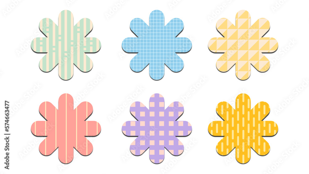 Poster set of flower shape abstract geometric pattern colorful element illustration vector eps jpeg png