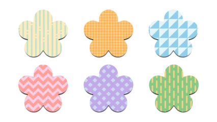 Gordijnen set of flower shape abstract geometric pattern colorful element illustration vector eps jpeg png © Tanatphong