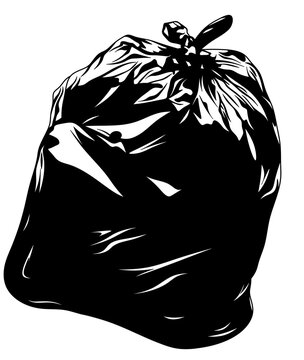 black trash bag tied up clip art preview