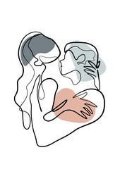  Continuous line, drawing of set faces and hairstyles, fashion concept, woman's beauty, minimalist, vector illustration, pretty sexy. Take care of yourself.