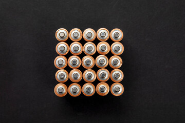top view of sorted batteries