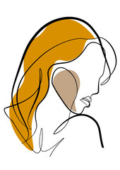 Surreal Faces Continuous line, drawing of set faces and hairstyles, fashion concept, woman's beauty, minimalist, vector illustration, pretty sexy. Take care of yourself.