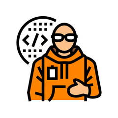 computer engineer worker color icon vector illustration