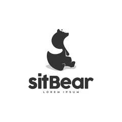 sitting bear silhouette logo design inspiration