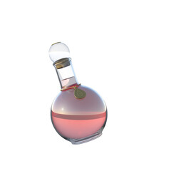 3d rendering fantasy red magical potion flask isolated