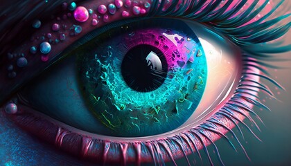 gros plan d'un oeil turquoise , généré par IA
