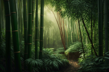 Landscape of an Asian bamboo forest