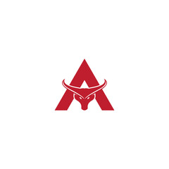 vector illustration of letter A and bull head for icon,symbol or logo. A logo initial