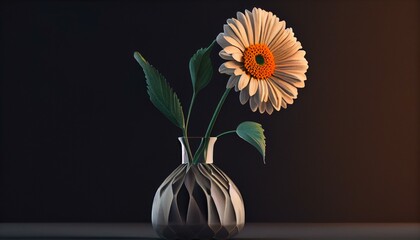 A plain vase with a single flower generative AI