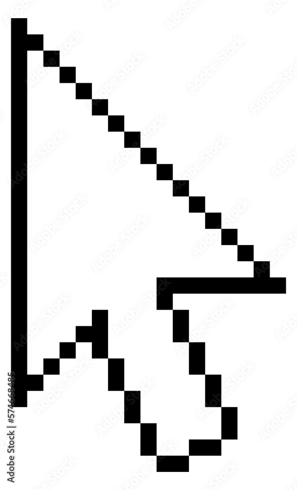 Poster arrow pointer in pixel art style. retro cursor