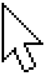 Arrow pointer in pixel art style. Retro cursor
