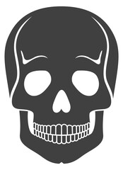 Skull black icon. Front head bone structure