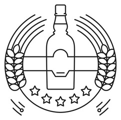 Premium quality beverage emblem. Glass bottle logo