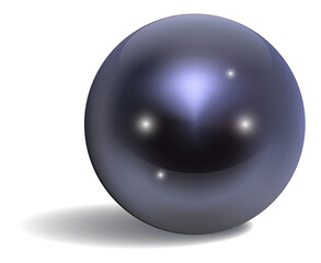 Black sea pearl. Realistic precious dark jewel