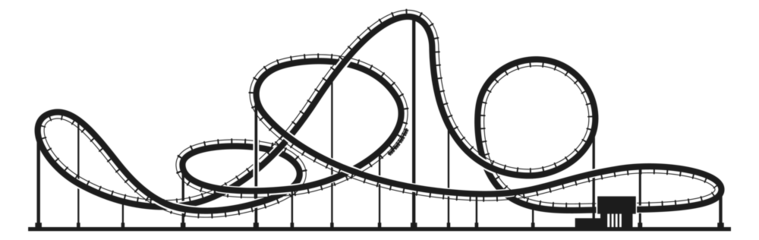 Foto auf Acrylglas Amusement park ride black silhouette. Carnival rollercoaster © ONYXprj