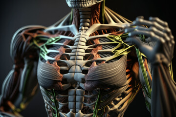 robotic human cyborg skeleton illustration Generative AI