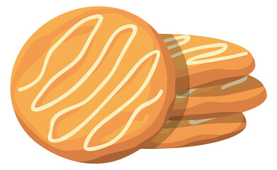 Round sweet biscuit pile. Cartoon cookie icon