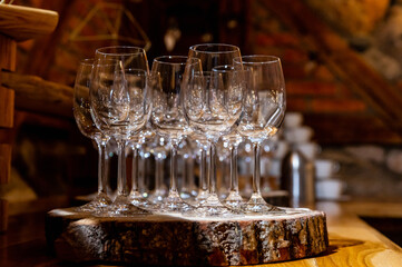 polished and shiny wine glasses