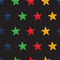 Obraz premium DOODLE MULTI COLORS STARS CARTOON SEAMLESS PATTERN ALL OVER PRINT VECTOR