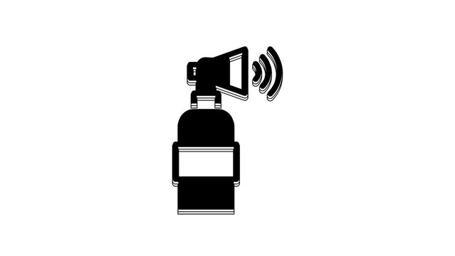 Black Air horn icon isolated on white background. Sport fans or citizens against government and corruption. 4K Video motion graphic animation