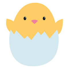 Chicken in an eggshell. Vector illustration isolated on white background