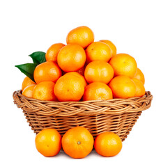 Fresh tangerine basket isolated on a white background