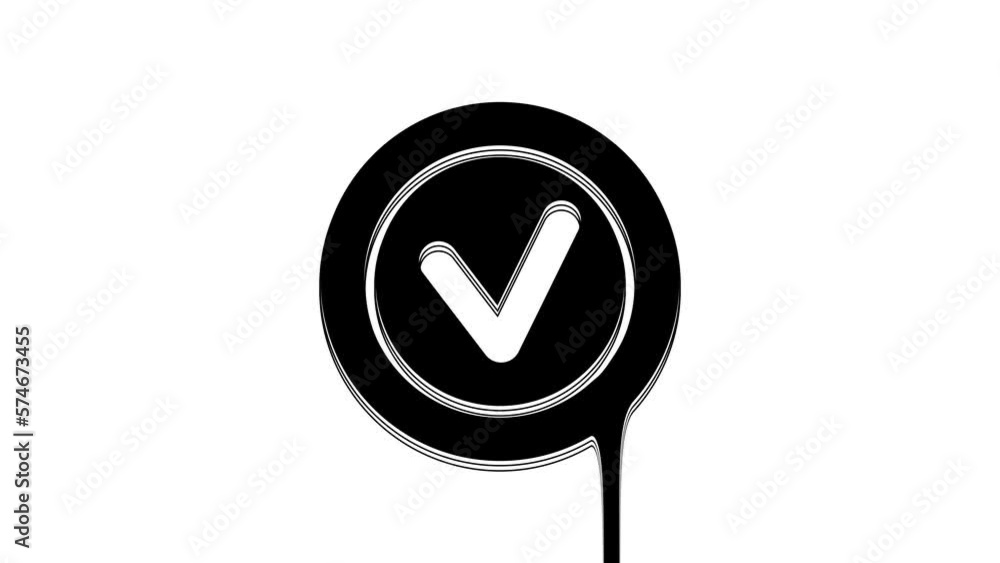 Poster black check mark in round icon isolated on white background. check list button sign. 4k video motion