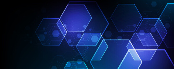 Abstract hexagon pattern background image of high tech communication network technology